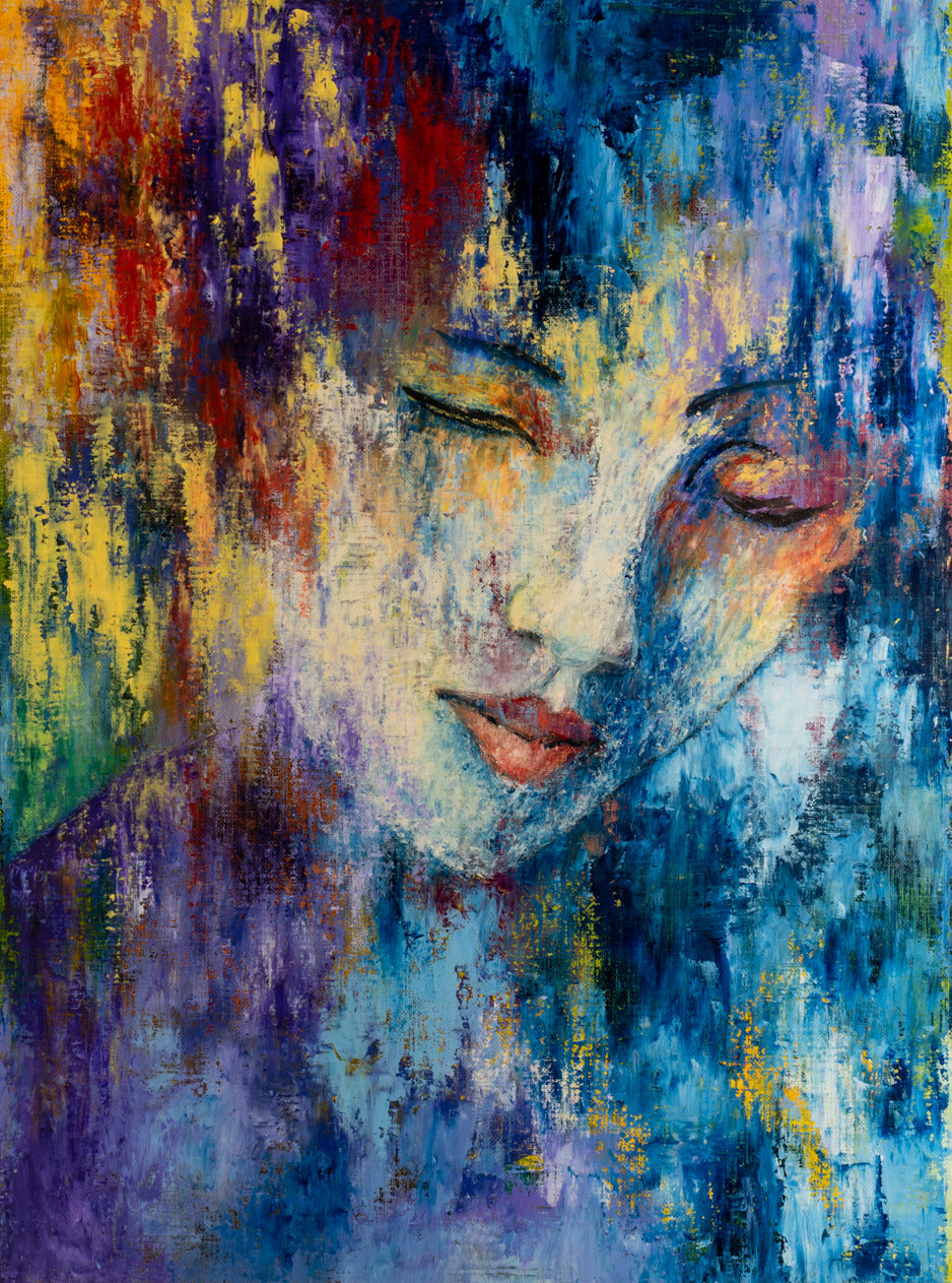 Olíumálverk andlit eftirprent